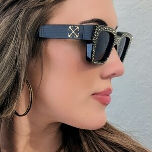 Off-White Virgil Rhinestone Sunglasses Crystal Frame Made in Italy